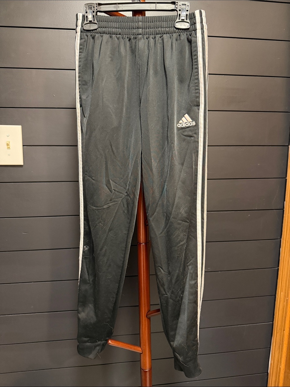 adidas Black Joggers with White Side Stripes